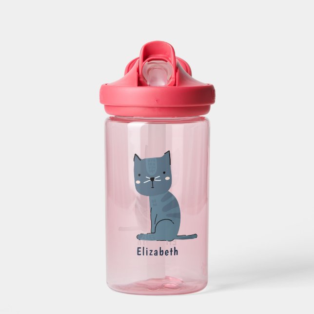Bouteille D'eau Nom personnalisé Nordic Cute Cat (Avant)
