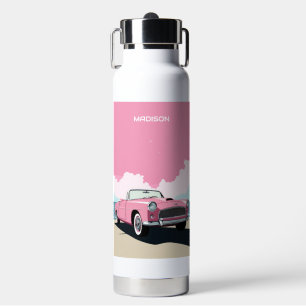 Bouteille D'eau Nom personnalisé Pink Classic Car