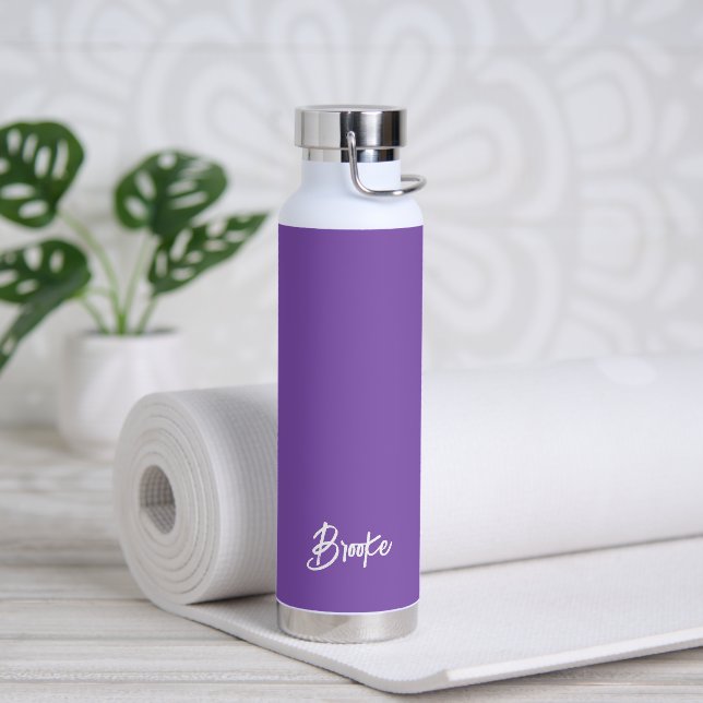 Bouteille D'eau Nom simple élégant Purple Moderne (Yoga)