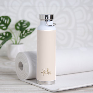 Bouteille D'eau Nom simple et élégant Moderne Or Blush Rose