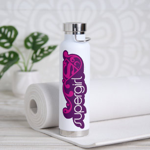 Bouteille D'eau Nom Super Supergirl et Bouclier S