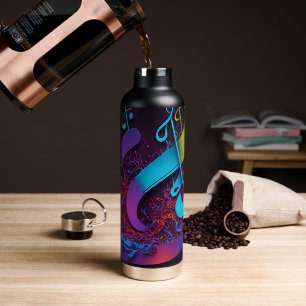 Bouteille D'eau Notes de Musique Abstraites Colorées