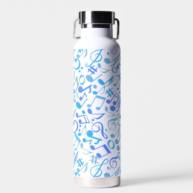 Bouteille D'eau Notes et symboles musicaux Motif blue.b No BG (Avant)