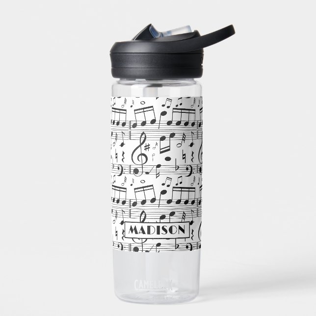 Bouteille D'eau Notes musicales nom personnalisé (Gauche)