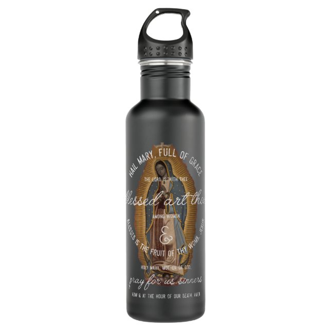 Bouteille D'eau Notre-Dame de Guadalupe Salut Marie Prière Gi cath (Devant)