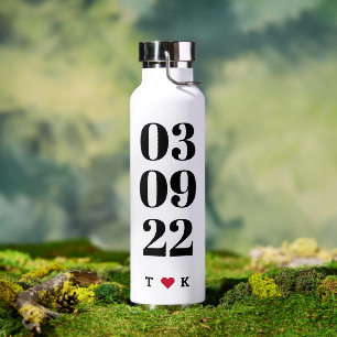 Bouteille D'eau Notre première date   Custom Date Valentine's Day 