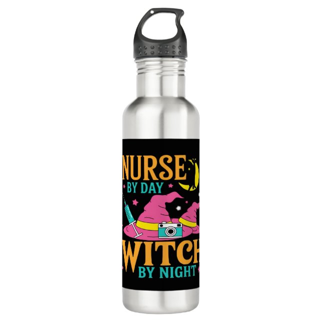 Bouteille D'eau Nurse by Day, Witch by Night Cat Halloween Classic (Devant)