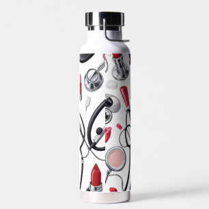 Bouteille D'eau Nurse Glam – Stethoscope & Lipstick Pattern