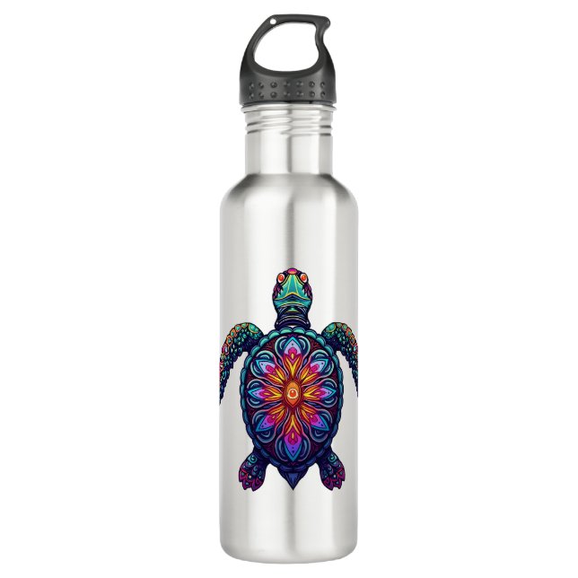 Bouteille D'eau Océan Animal Tie Dye Tribal Mer Animal Maori Turtl (Devant)