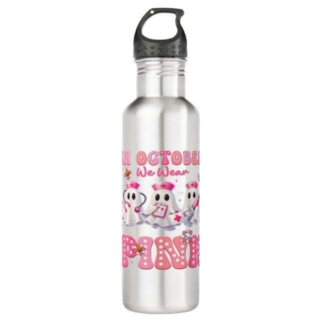 Bouteille D'eau Octobre Porter Pink Boo Infirmière Halloween Costu (Devant)