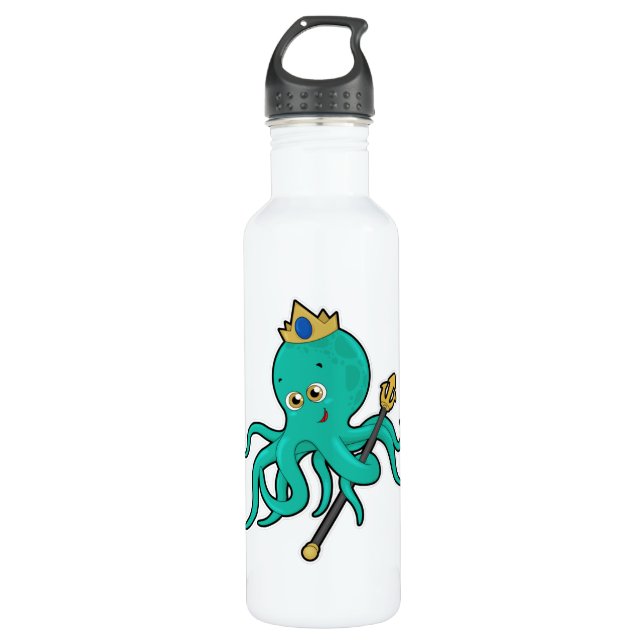 Bouteille D'eau Octopus comme roi avec Trident (Devant)