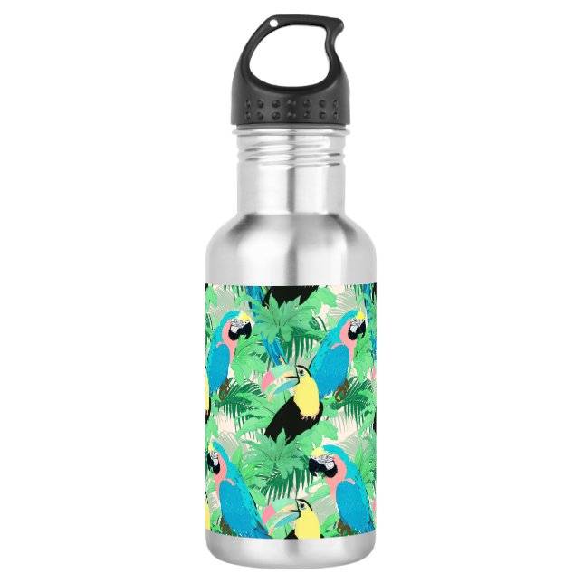 Bouteille D'eau Oiseaux exotiques modernes et feuillage Design tro (Devant)