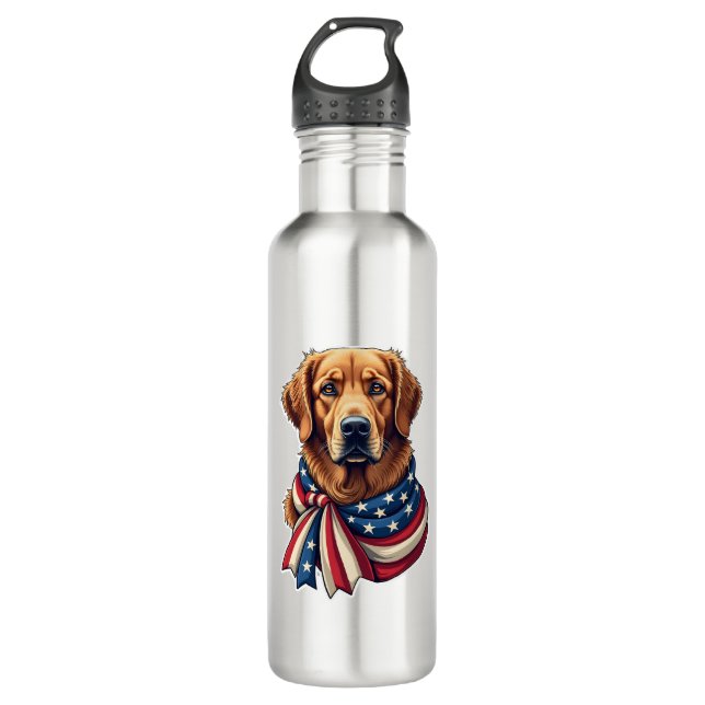 Bouteille D'eau Old Glory Golden Retriever Vintage Shirt 2 (Devant)
