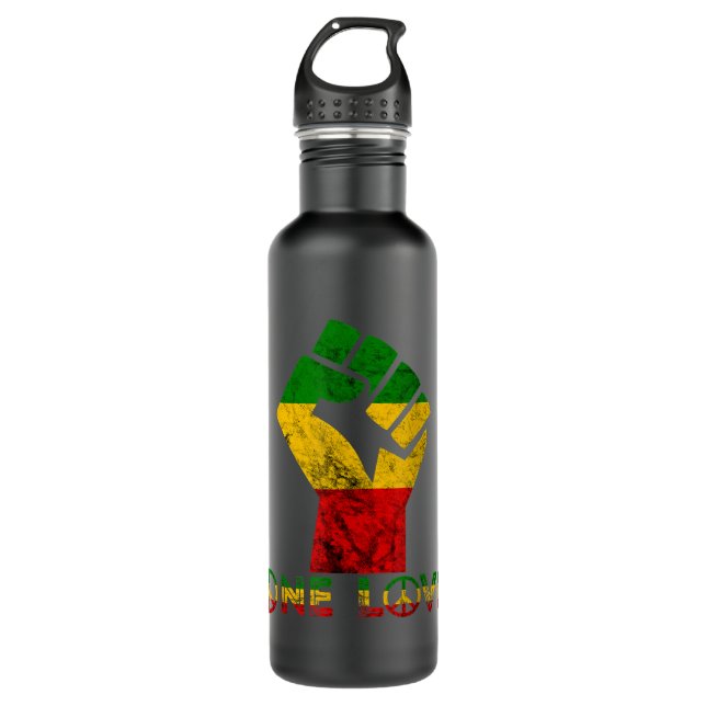 Bouteille D'eau One Love Reggae Fist Rasta Reggae Music Jamaïque R (Devant)