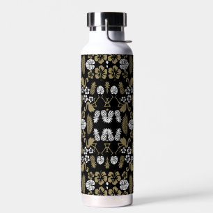 Bouteille D'eau Or Floral Tropical Motif
