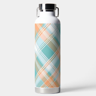 BOUTEILLE D'EAU ORANGE & AQUA EASTER PLAID PATTERN