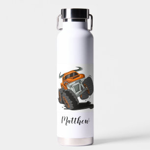 Bouteille D'eau Orange Black Boys' Monster Nom du camion Personnal