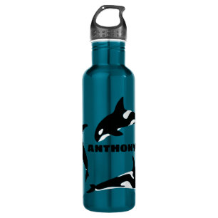 Bouteille D'eau Orcas Tueur Baleines Turquoise Bleu Personnalisé