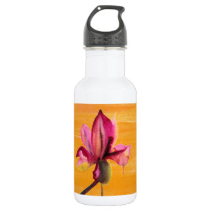Bouteille D'eau Orchidée violette couleur orange pop art fleur