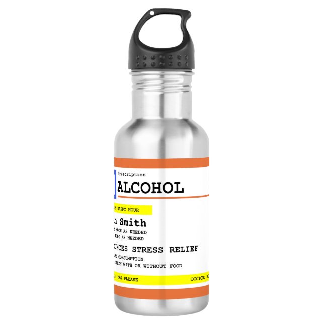 Bouteille D'eau Ordonnance personnalisée Alcool humoristique     (Devant)
