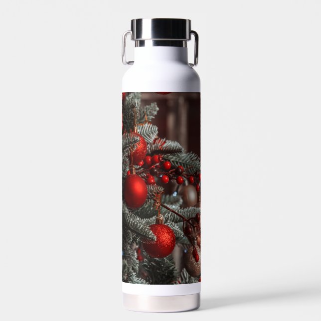 Bouteille D'eau Ornement de Noël Festif Rouge (Avant)
