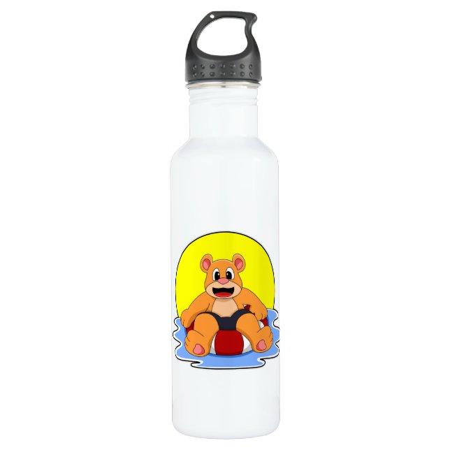 Bouteille D'eau Ours à la natation avec anneau de natation (Devant)