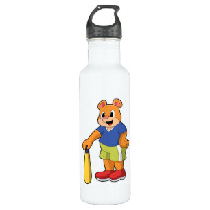 Bouteille D'eau Ours au baseball avec batte de baseball