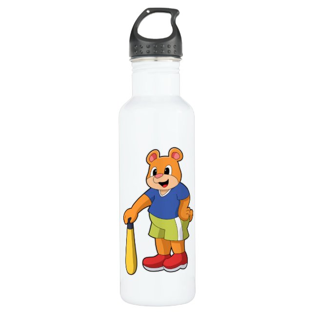 Bouteille D'eau Ours au baseball avec batte de baseball (Devant)