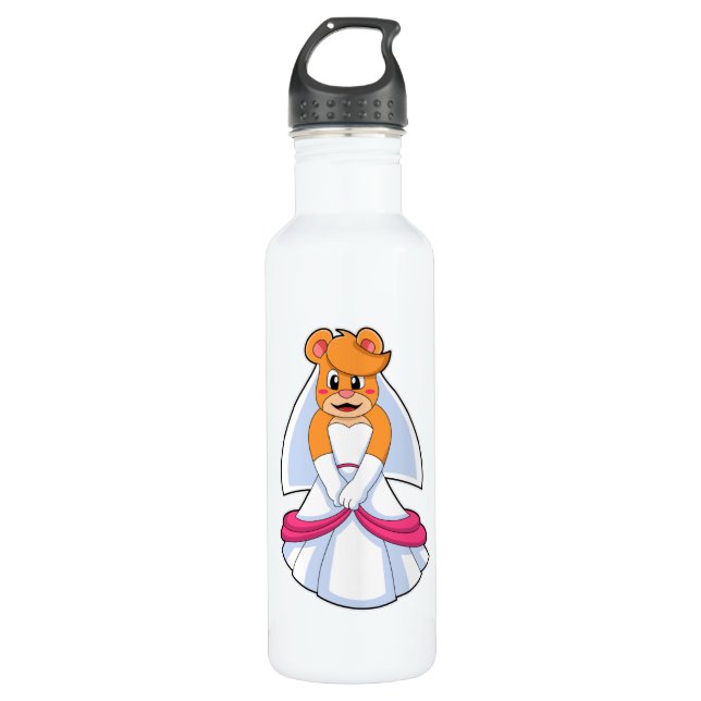 Bouteille D'eau Ours avec robe Mariage & Voile (Devant)