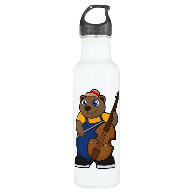 Bouteille D'eau Ours comme musicien avec guitare (Devant)