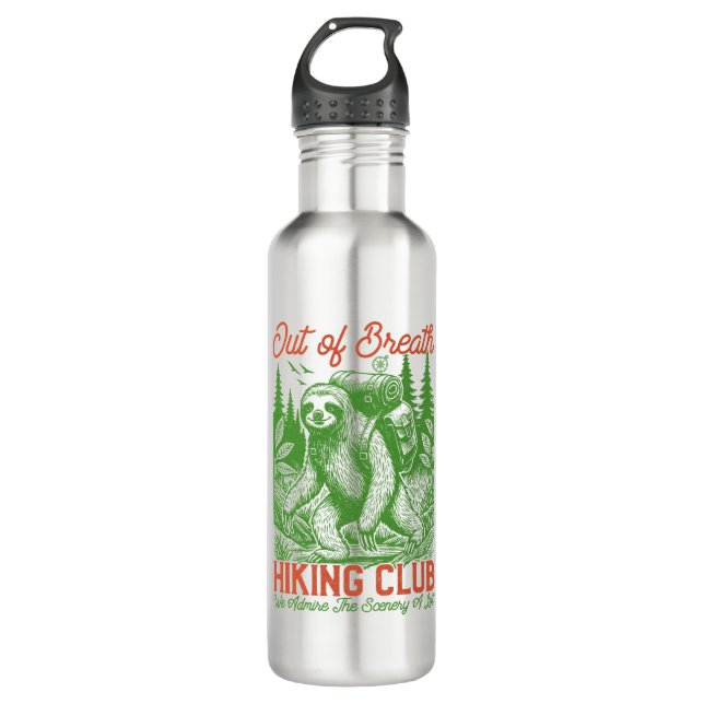 Bouteille D'eau Out of Breath Funny Sloth Hiking Club (Devant)
