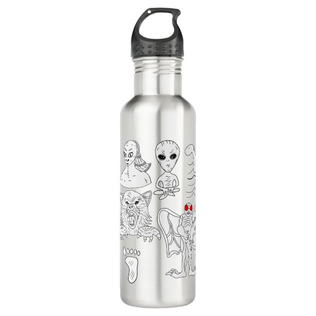Bouteille D'eau OVNI, Alien, Bigfoot, Mothman, Dogman, Cryptides (Devant)