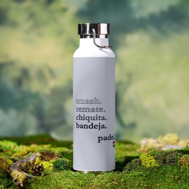 Bouteille D'eau Padel Water Bottle-Personalize Word Vibe Grey (Extérieur (pivotée))