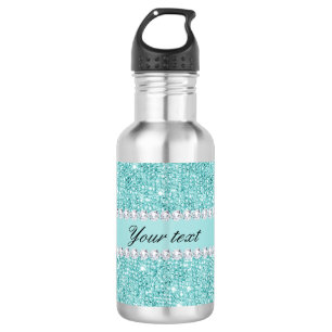 Bouteille D'eau Paillettes turquoises et diamants de Faux