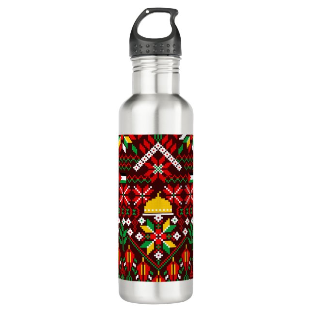 Bouteille D'eau Palestine Tatreez Broderie traditionnelle (Devant)