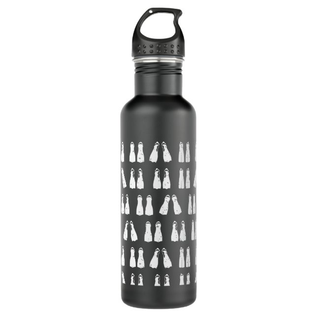 Bouteille D'eau Palmes de plongée Noir et Blanc Motif (Devant)