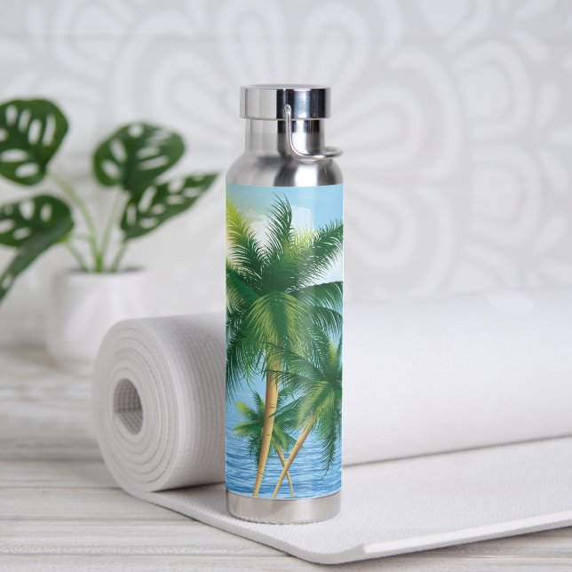 Bouteille D'eau Palmiers tropicaux et océan (Yoga)