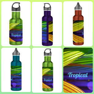 Bouteille D'eau Palmiers Tropicaux Multicolores Lumineux