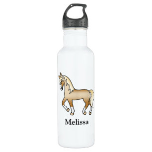 Bouteille D'eau Palomino Cartoon Trotting Horse & Nom personnalisé