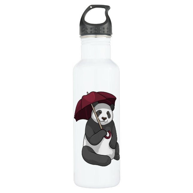 Bouteille D'eau Panda à la pluie avec parapluie (Devant)