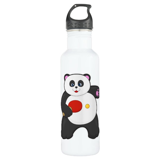 Bouteille D'eau Panda au ping-pong avec raquette de ping-pong (Devant)