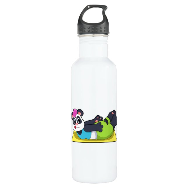 Bouteille D'eau Panda au Yoga sur tapis de Yoga (Devant)
