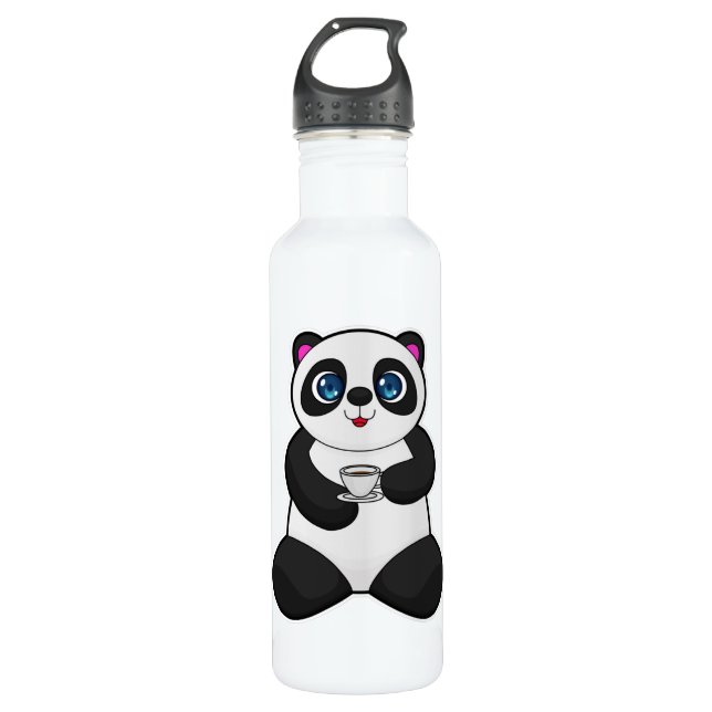 Bouteille D'eau Panda avec tasse de café (Devant)