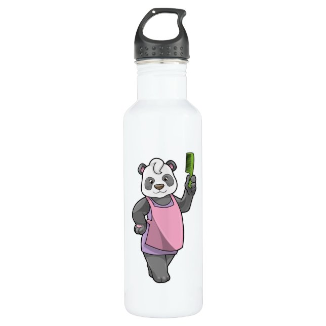 Bouteille D'eau Panda comme coiffeur avec peigne (Devant)