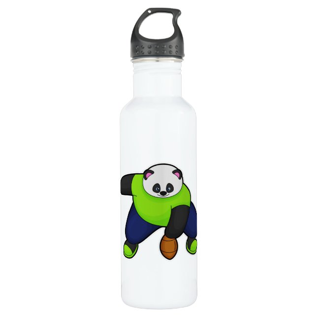 Bouteille D'eau Panda comme joueur de football avec football (Devant)