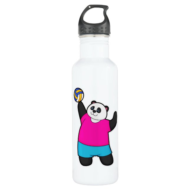 Bouteille D'eau Panda comme joueur de volleyball avec volleyball (Devant)
