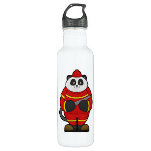 Bouteille D'eau Panda comme pompier avec tuyau