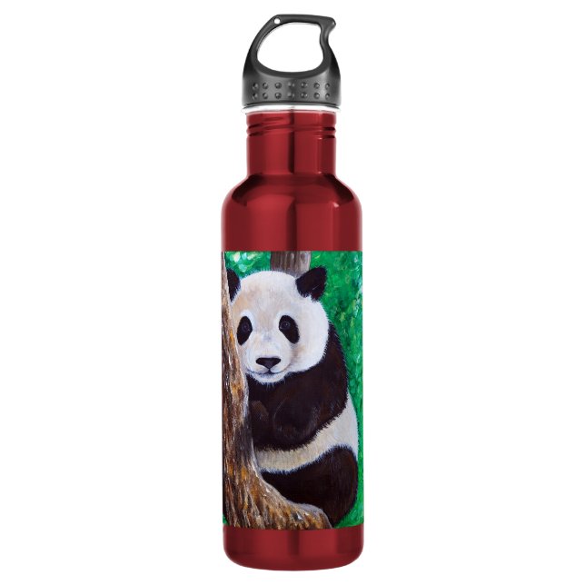 Bouteille D'eau Panda dans une peinture d'arbre (Devant)