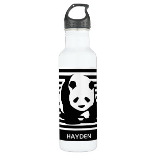Bouteille D'eau Panda noir et blanc et bandes personnalisées
