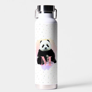 Bouteille D'eau Panda Ours animal Monogramme Enfant rose